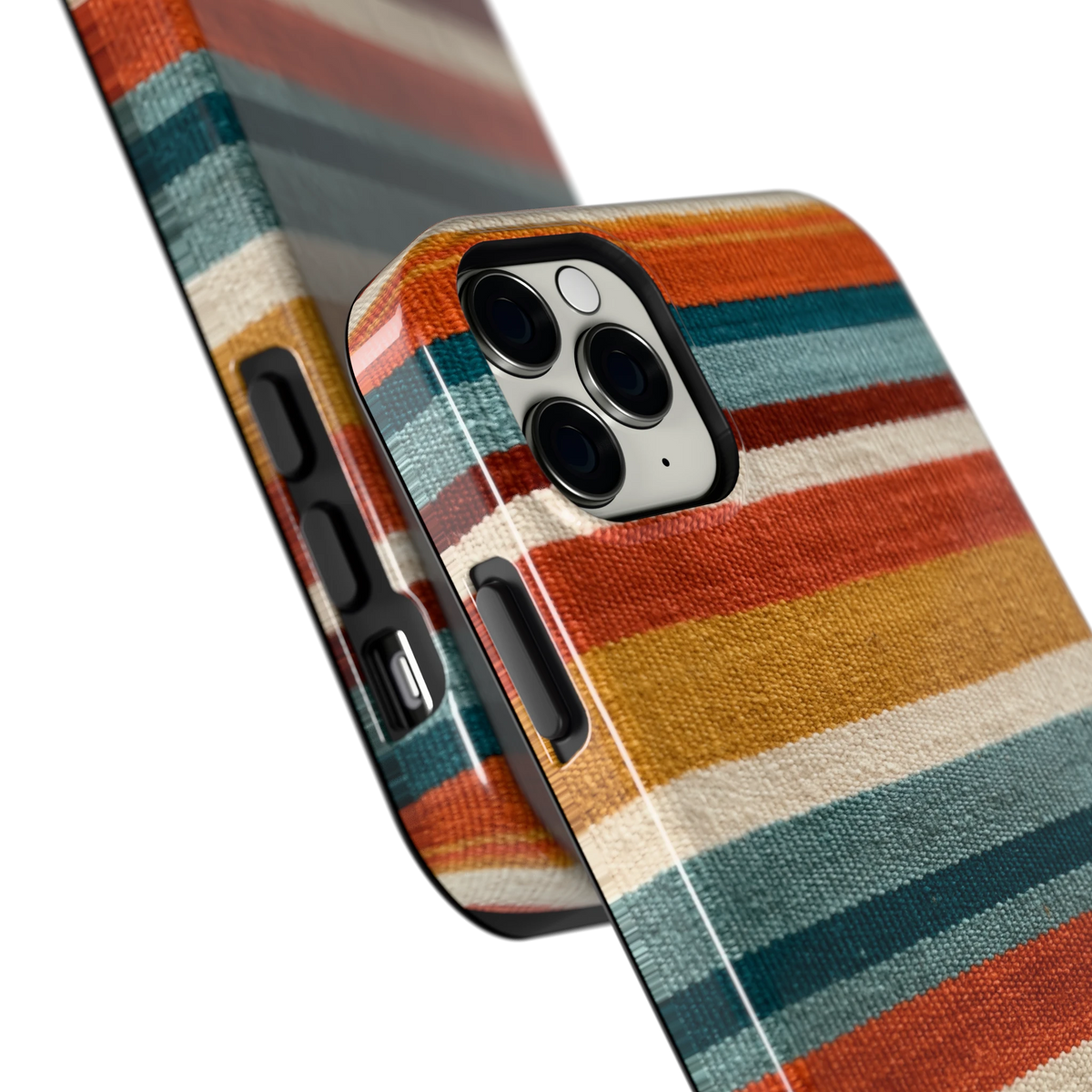 Strepen met weeflook hoesje voor iPhone 11 Pro Max, close-up