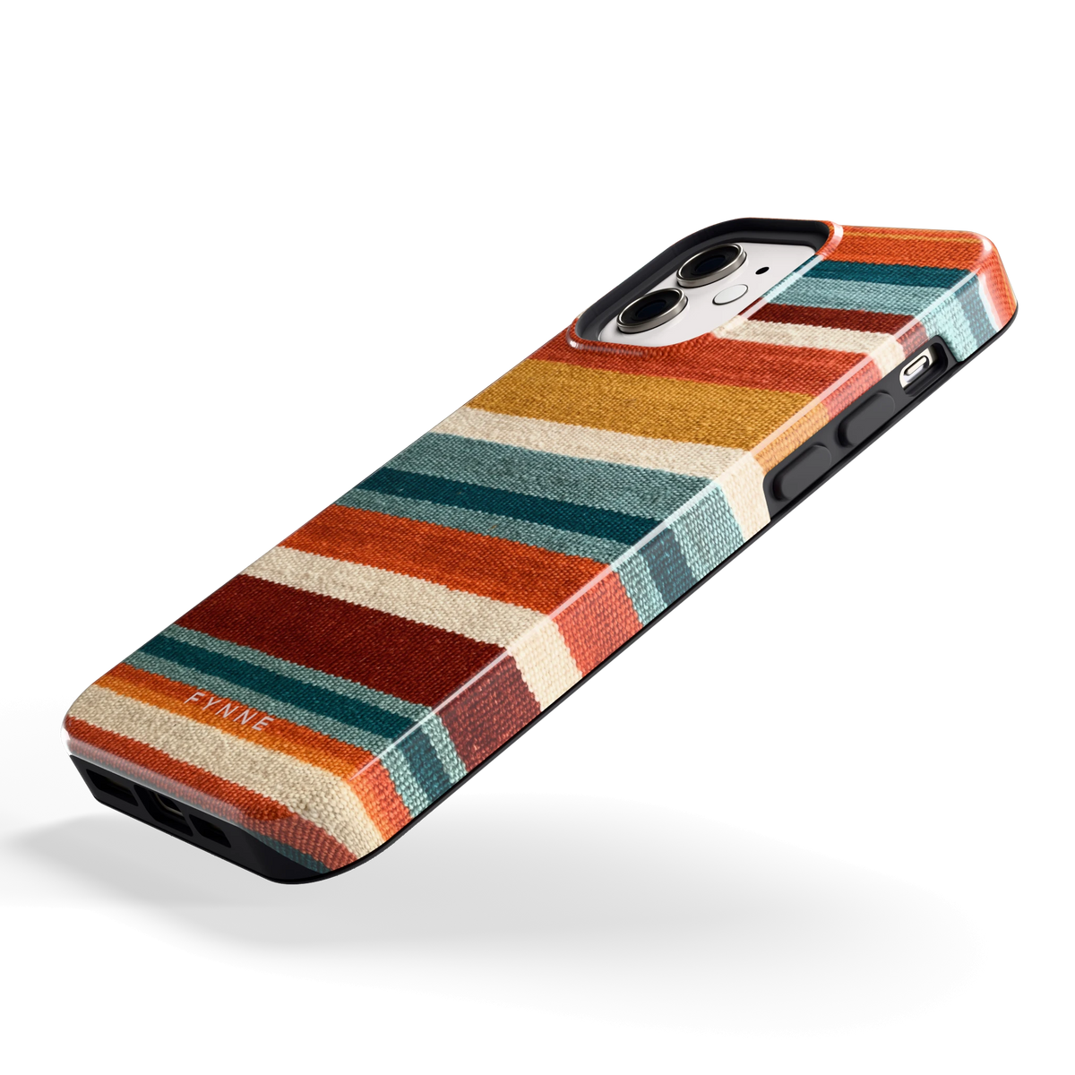 Strepen met weeflook hoesje voor iPhone 12, schuin