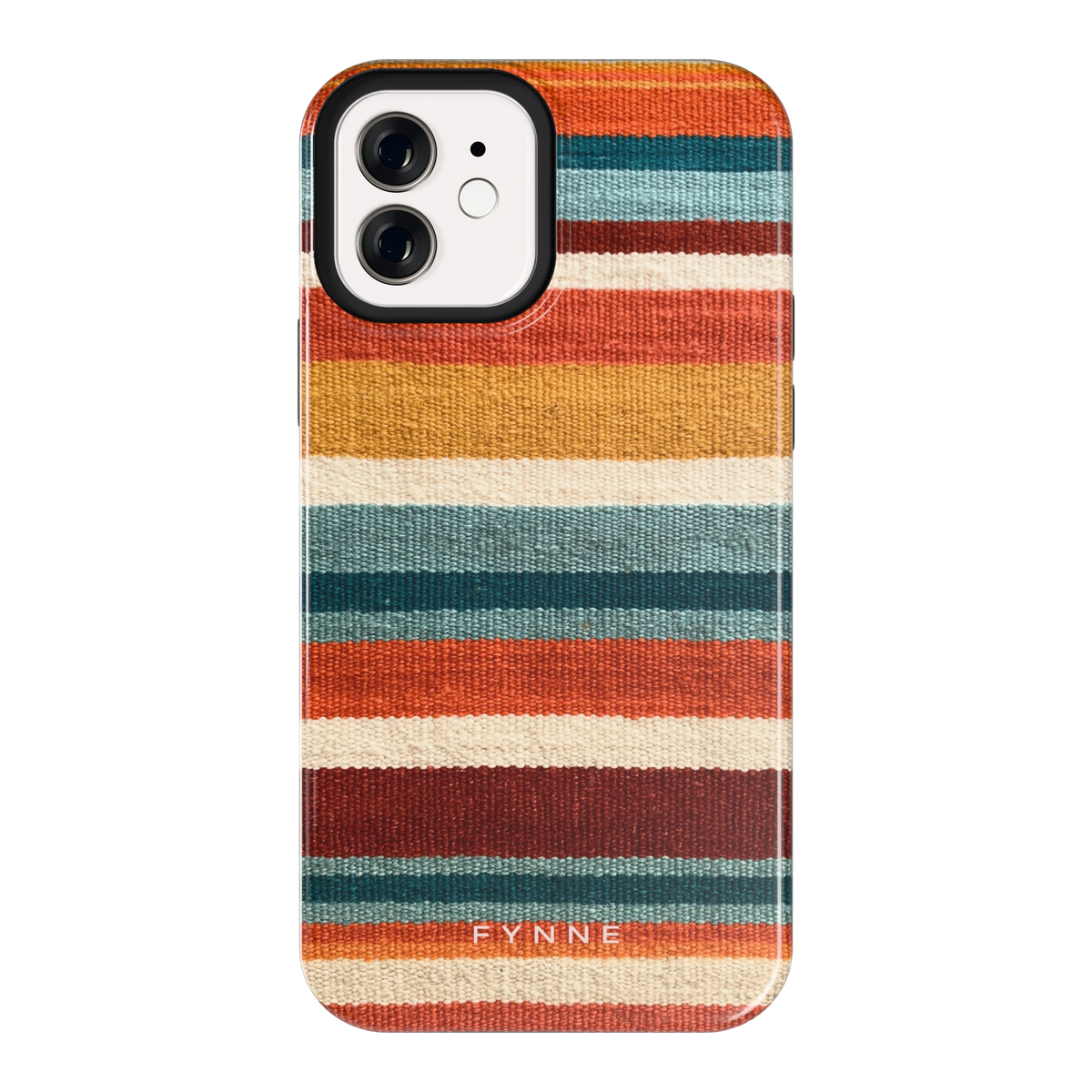 Strepen met weeflook hoesje voor iPhone 12, achterkant