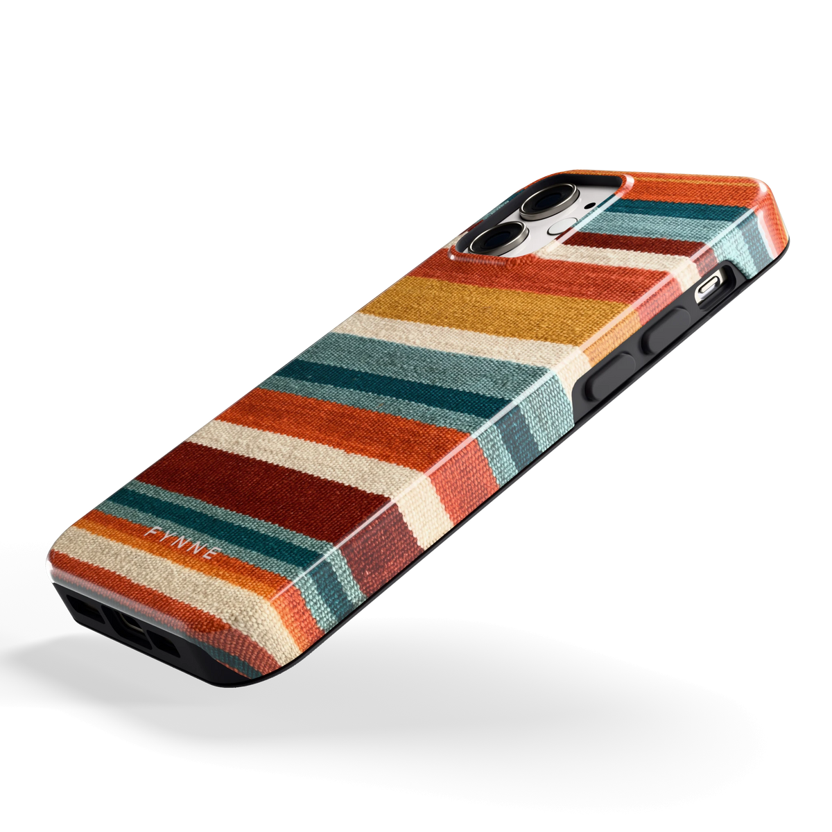 Strepen met weeflook hoesje voor iPhone 12 mini, schuin