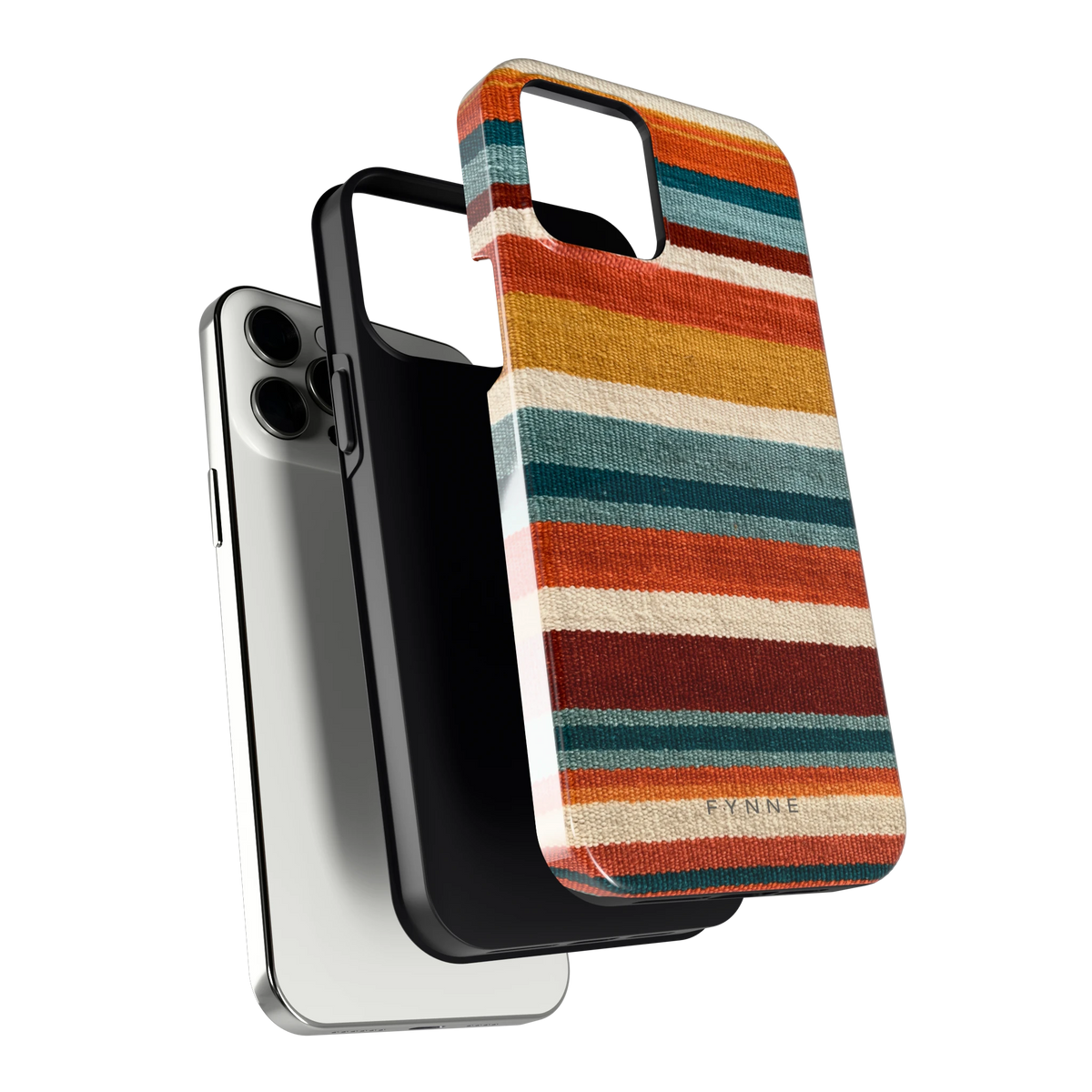 Strepen met weeflook hoesje voor iPhone 12 Pro Max, los van de telefoon