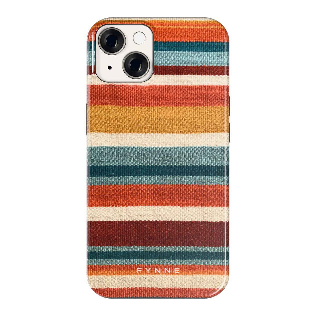 Strepen met weeflook hoesje voor iPhone 14, achterkant