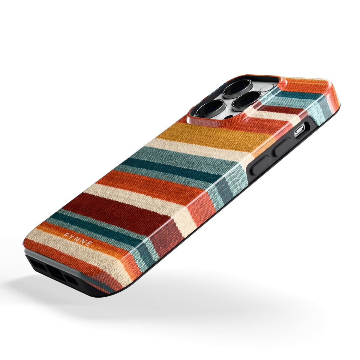 Strepen met weeflook hoesje voor iPhone 14 Pro, schuin