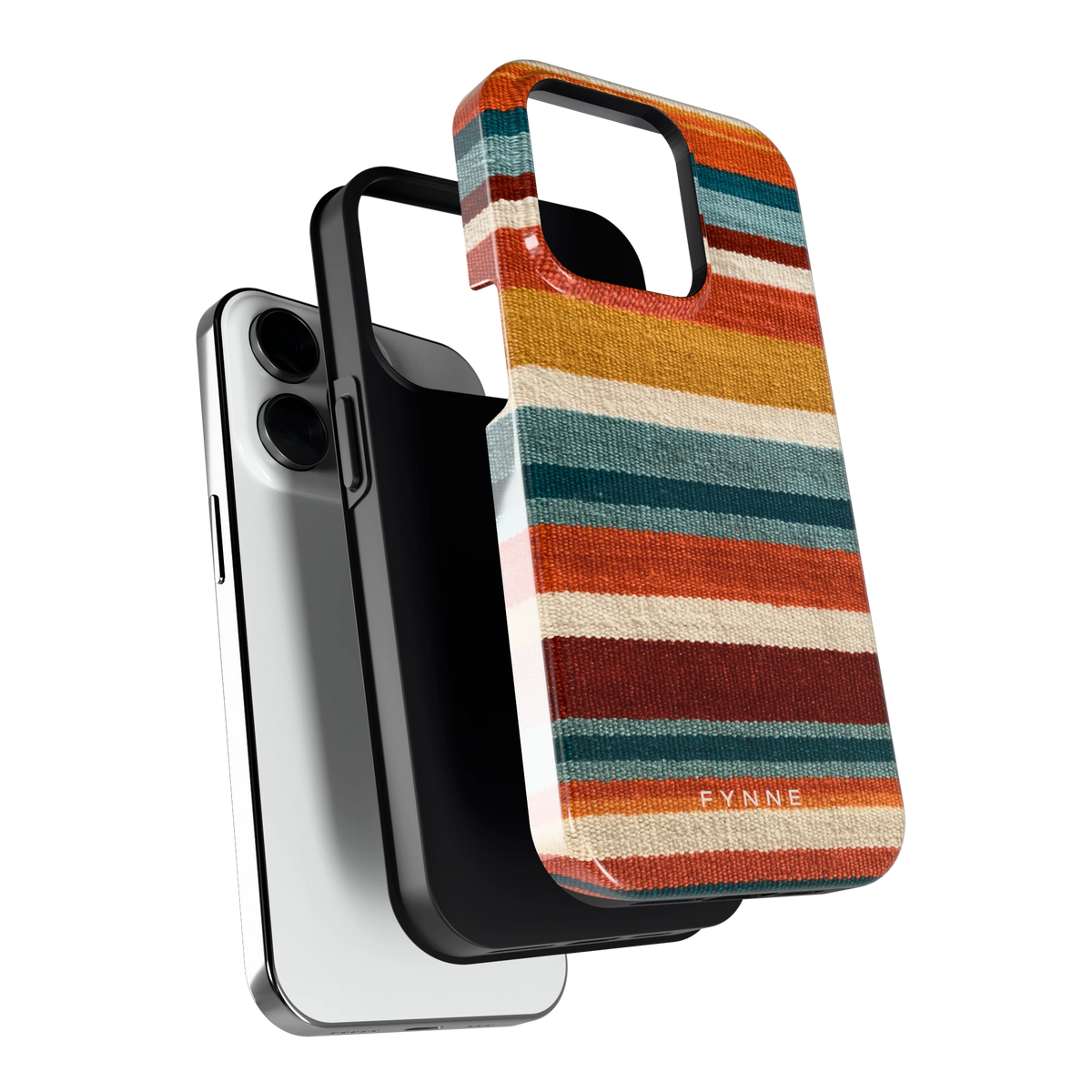 Strepen met weeflook hoesje voor iPhone 14 Pro, los van de telefoon