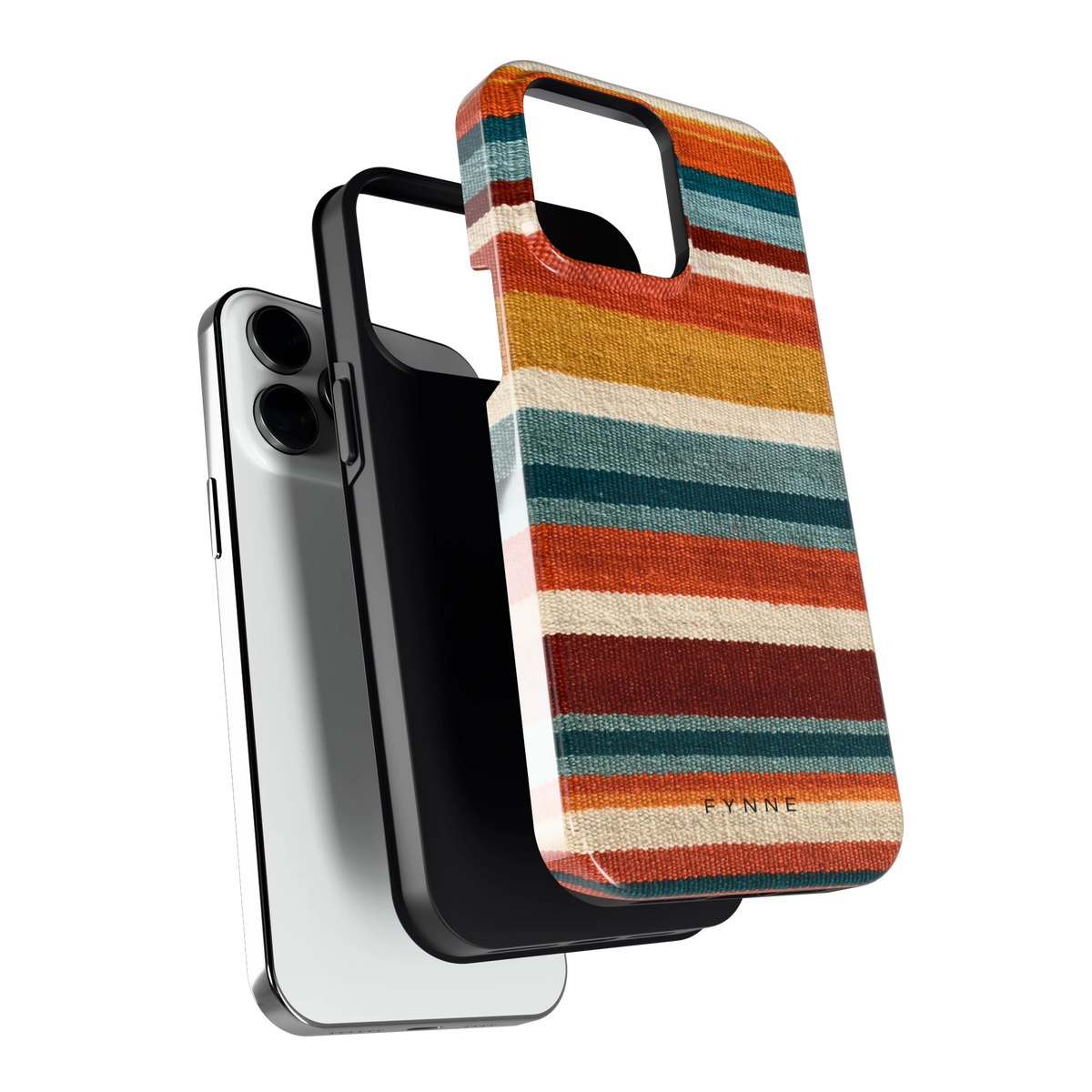 Strepen met weeflook hoesje voor iPhone 14 Pro Max, los van de telefoon
