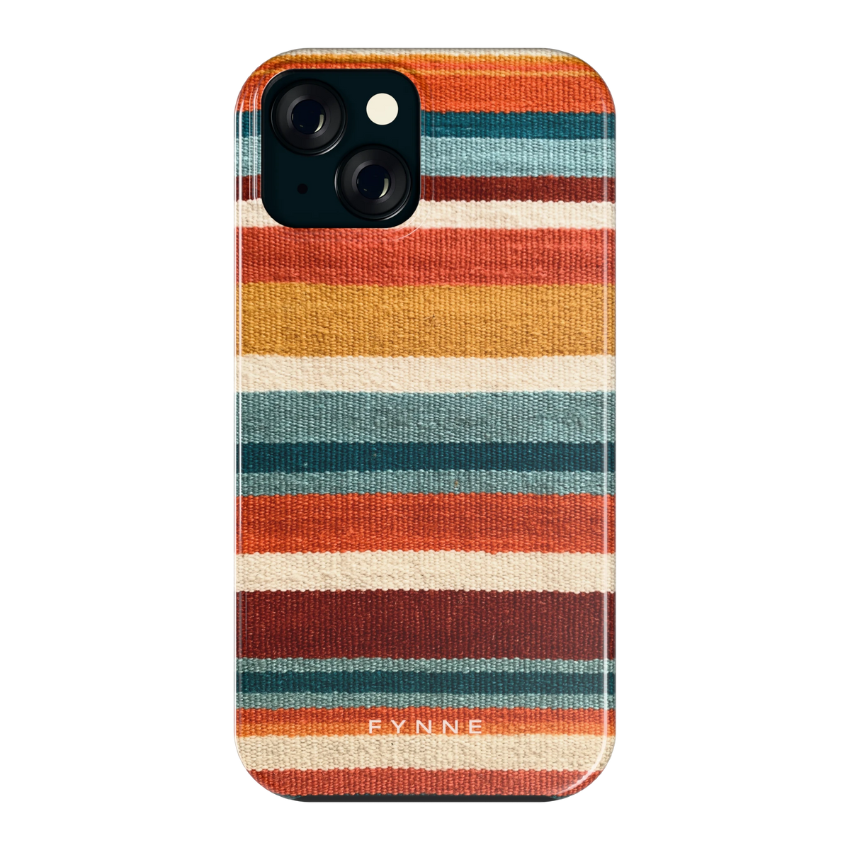 Strepen met weeflook hoesje voor iPhone 15, achterkant