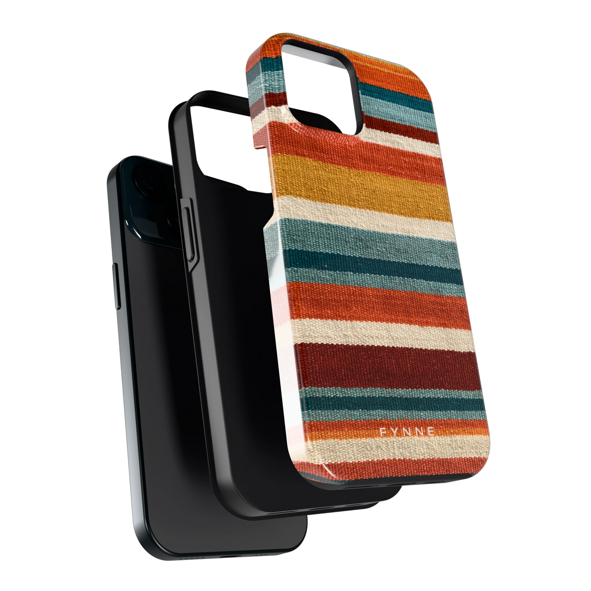 Strepen met weeflook hoesje voor iPhone 15, los van de telefoon