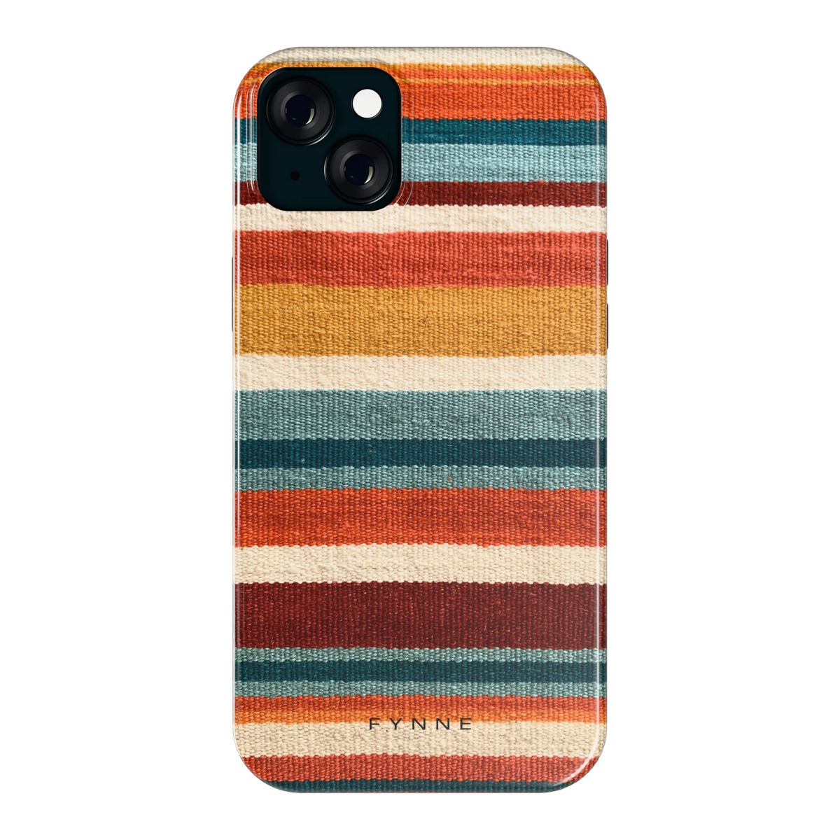 Strepen met weeflook hoesje voor iPhone 15 Plus, achterkant