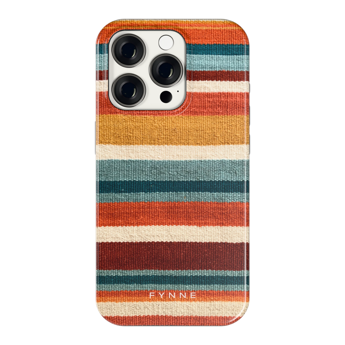 Strepen met weeflook hoesje voor iPhone 15 Pro, achterkant