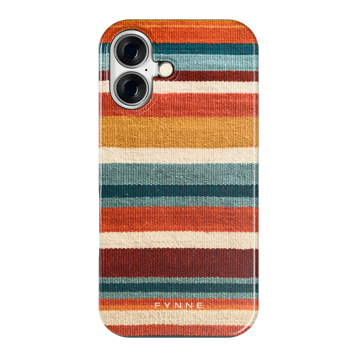 Strepen met weeflook hoesje voor iPhone 16, achterkant