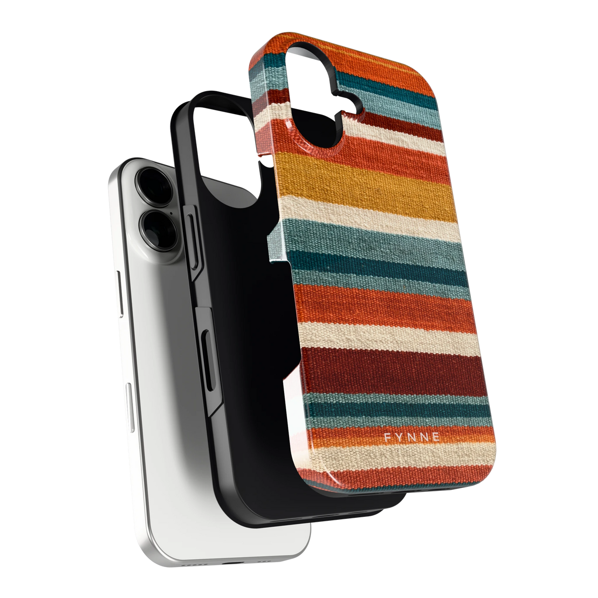 Strepen met weeflook hoesje voor iPhone 16, los van de telefoon