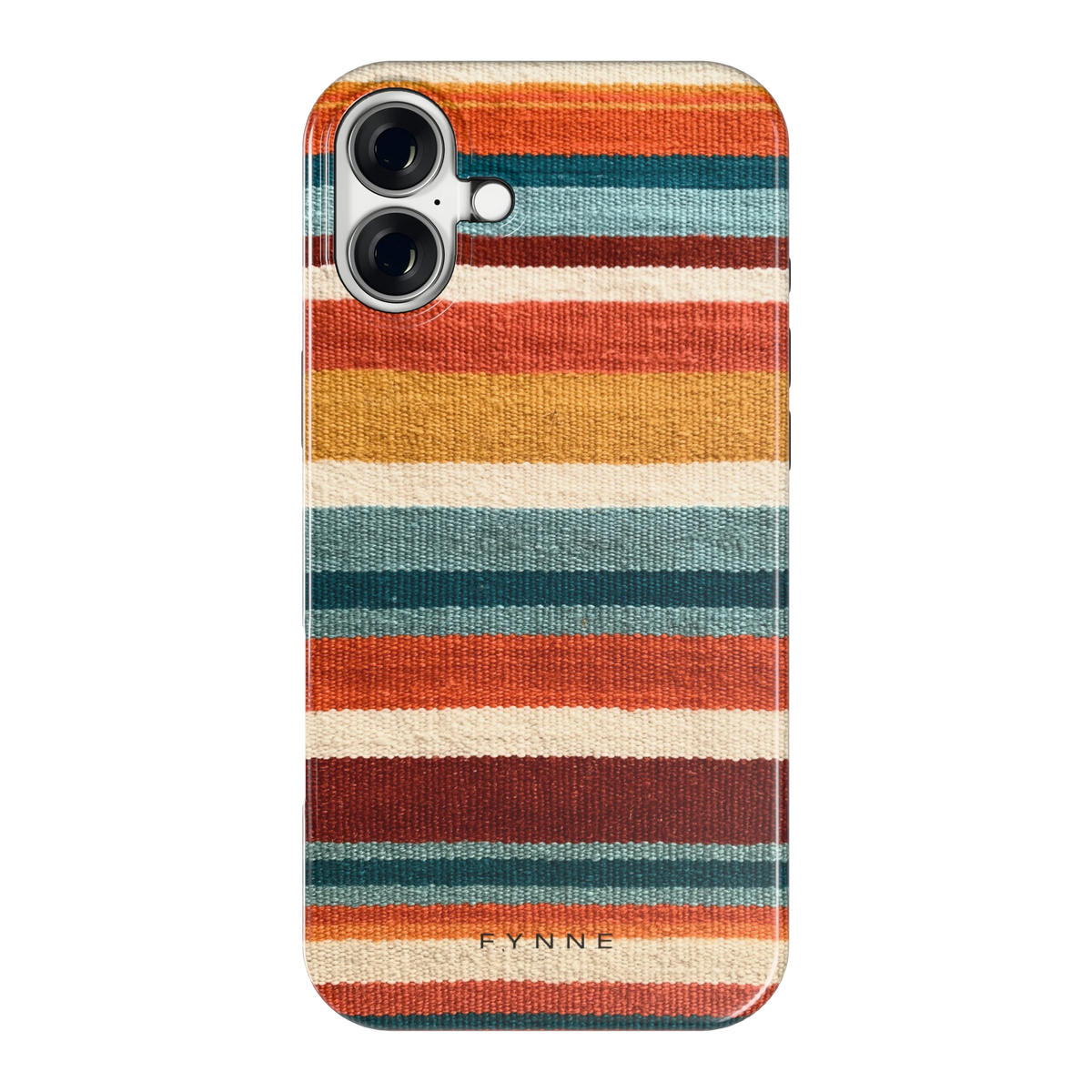 Strepen met weeflook hoesje voor iPhone 16 Plus, achterkant