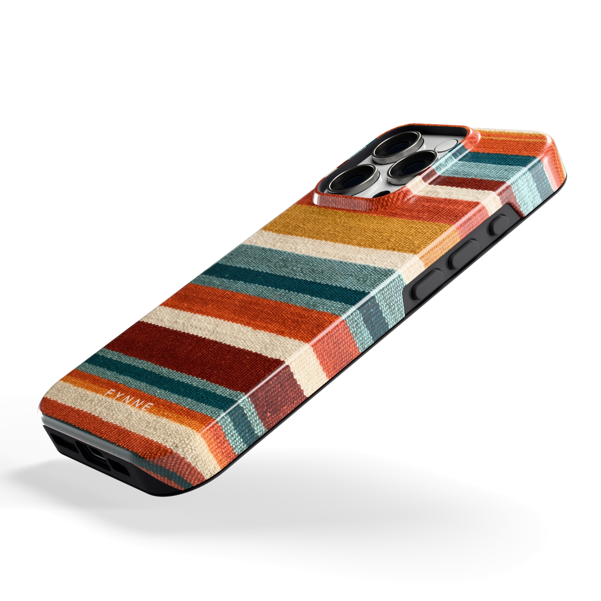 Strepen met weeflook hoesje voor iPhone 16 Pro, schuin