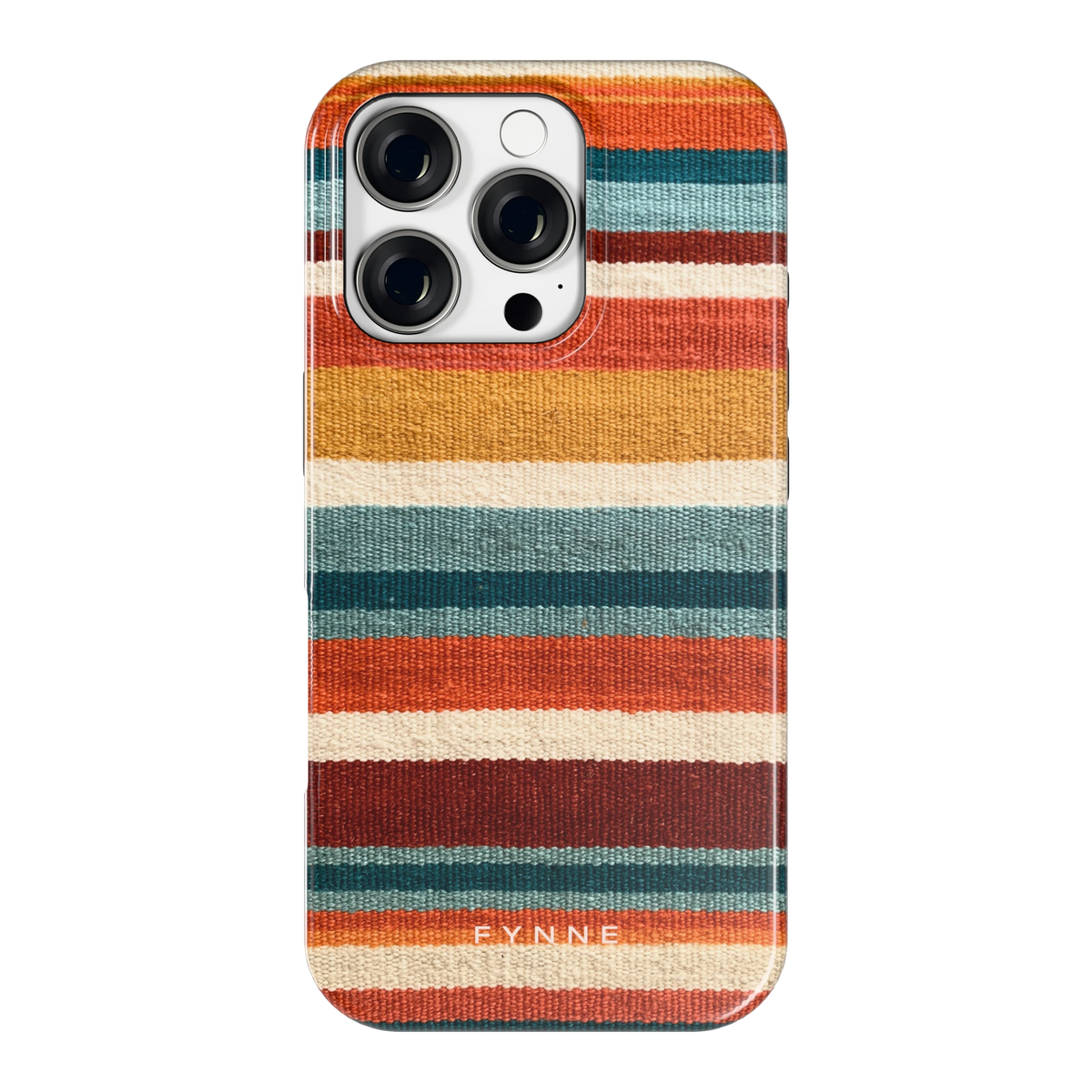 Strepen met weeflook hoesje voor iPhone 16 Pro, achterkant