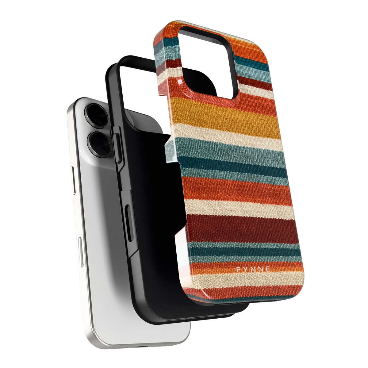 Strepen met weeflook hoesje voor iPhone 16 Pro, los van de telefoon