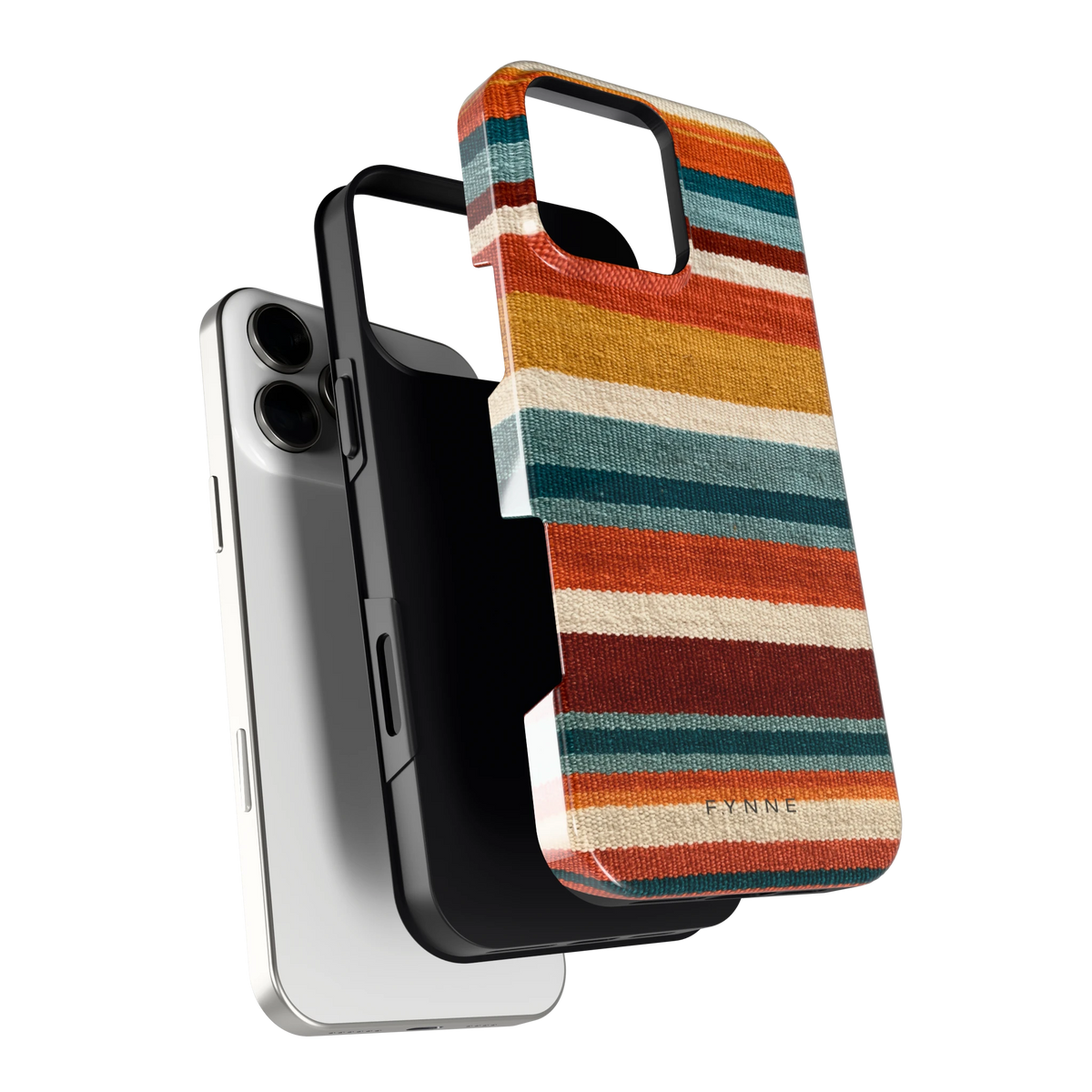 Strepen met weeflook hoesje voor iPhone 16 Pro Max, los van de telefoon