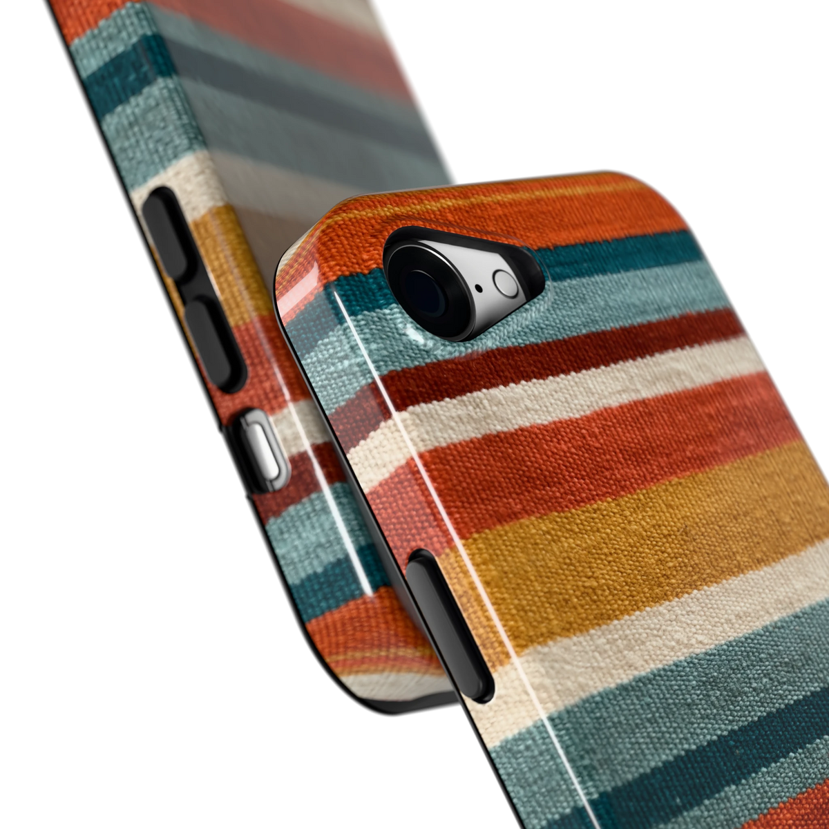 Strepen met weeflook hoesje voor iPhone 16e, close-up
