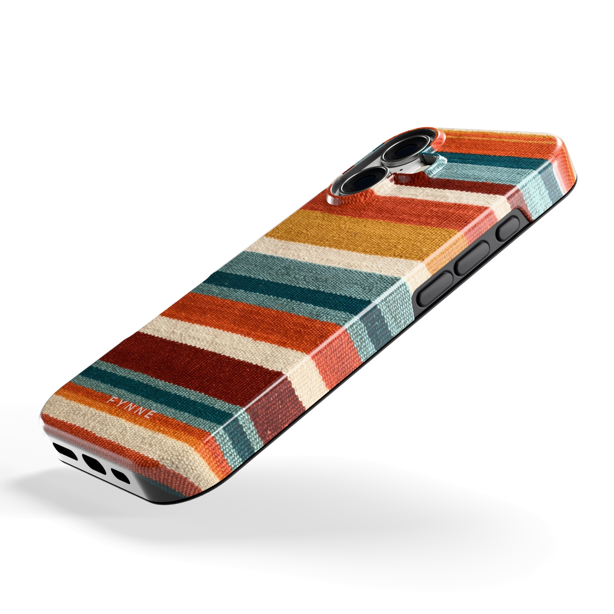 Strepen met weeflook hoesje voor iPhone 17, schuin