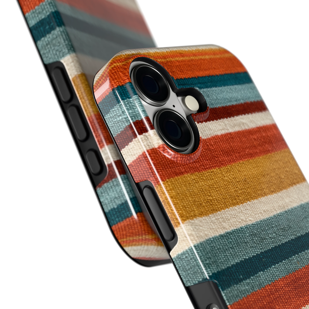 Strepen met weeflook hoesje voor iPhone 17, close-up