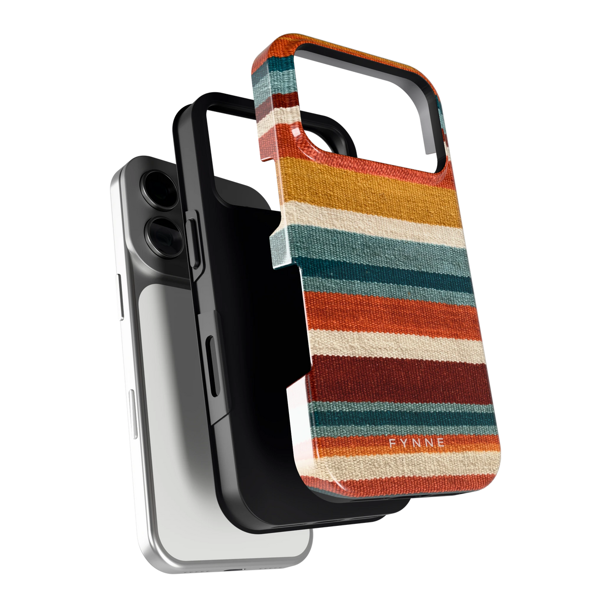 Strepen met weeflook hoesje voor iPhone 17 Pro, los van de telefoon