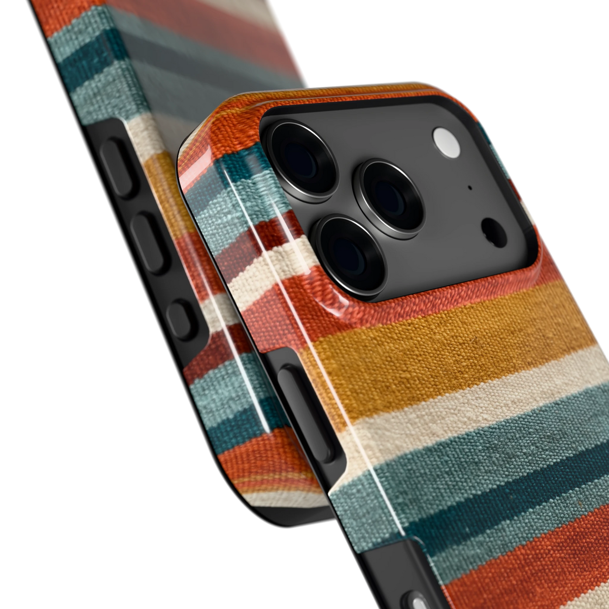 Strepen met weeflook hoesje voor iPhone 17 Pro, close-up