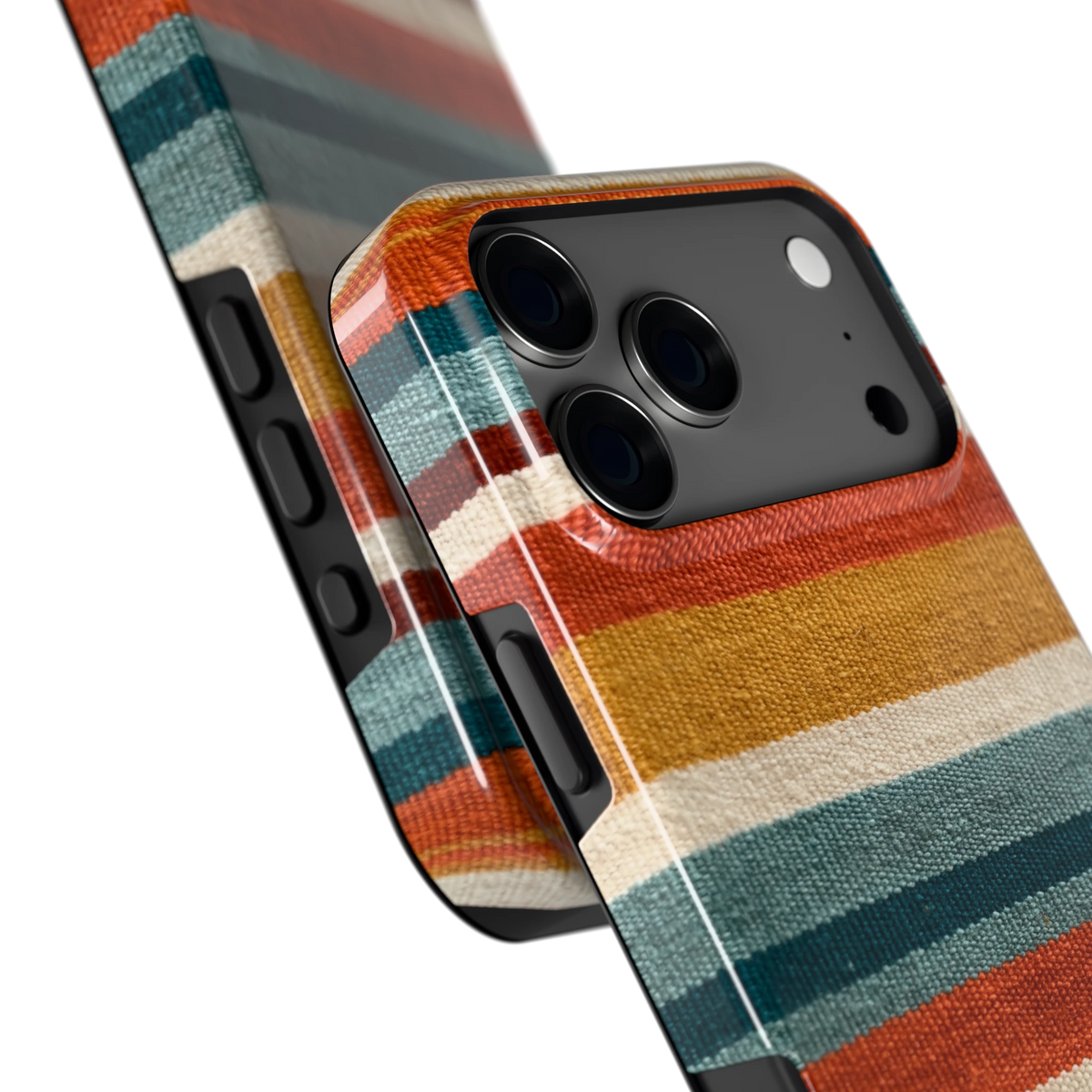 Strepen met weeflook hoesje voor iPhone 17 Pro Max, close-up