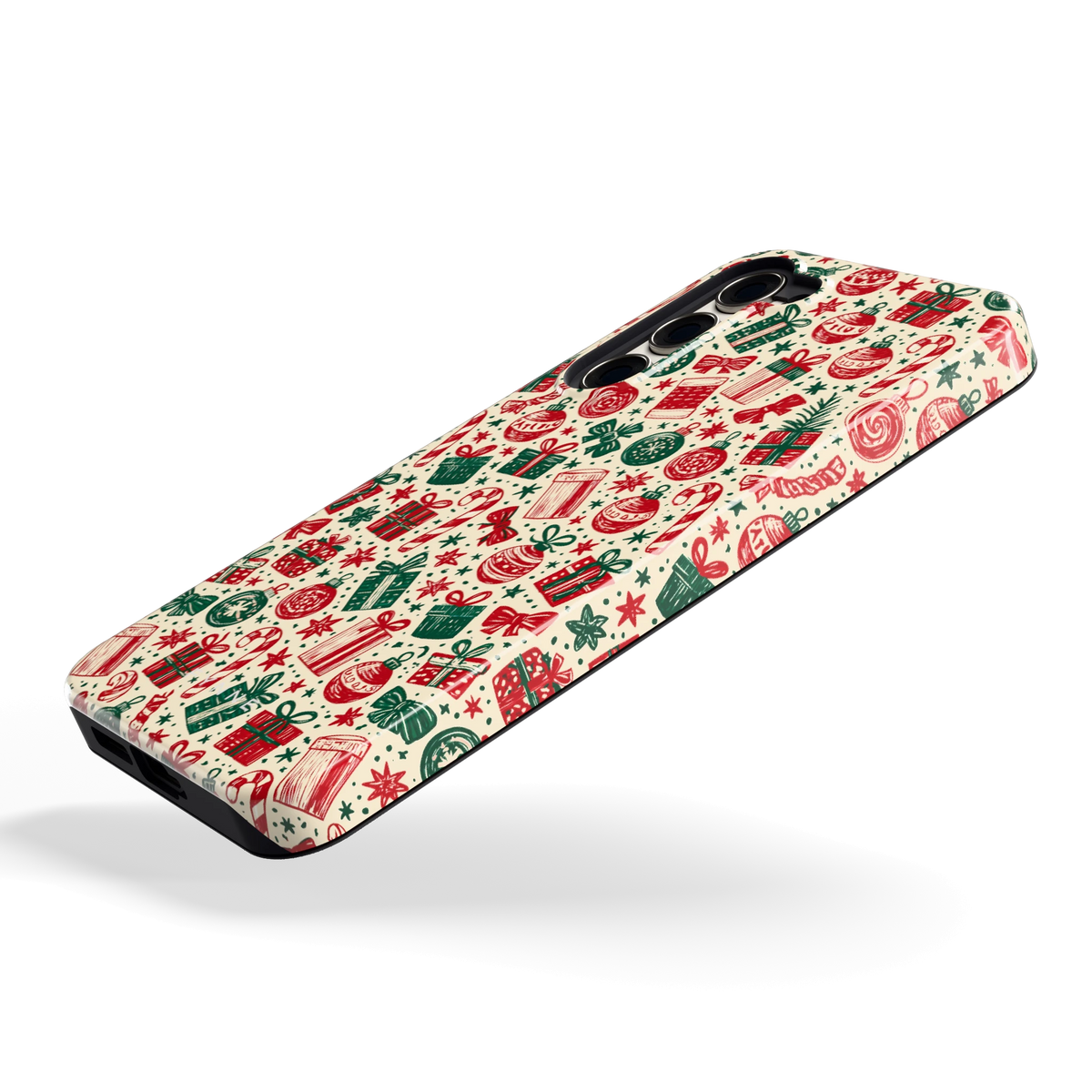 Kerstcadeaus hoesje voor Galaxy S23+, schuin