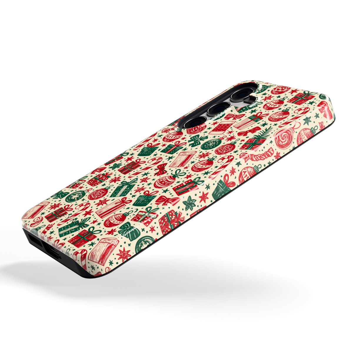 Kerstcadeaus hoesje voor Galaxy S24, schuin