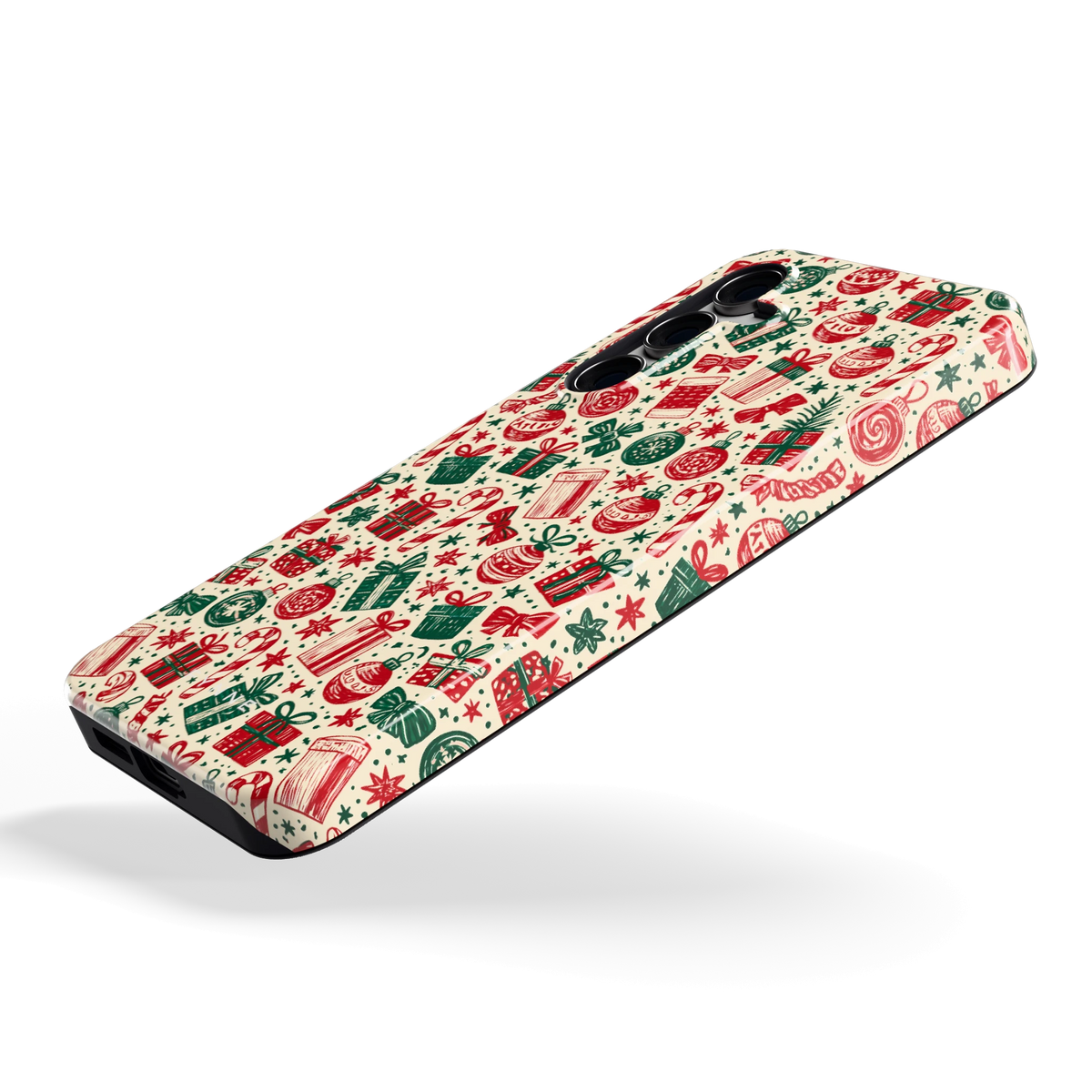 Kerstcadeaus hoesje voor Galaxy S24 FE, schuin