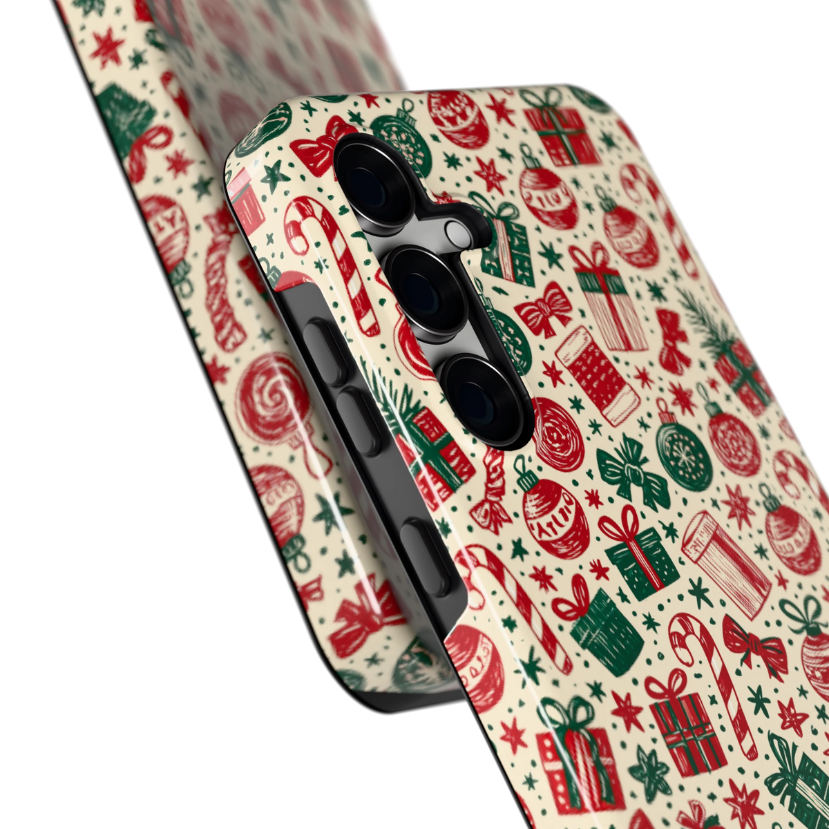 Kerstcadeaus hoesje voor Galaxy S24 FE, close-up