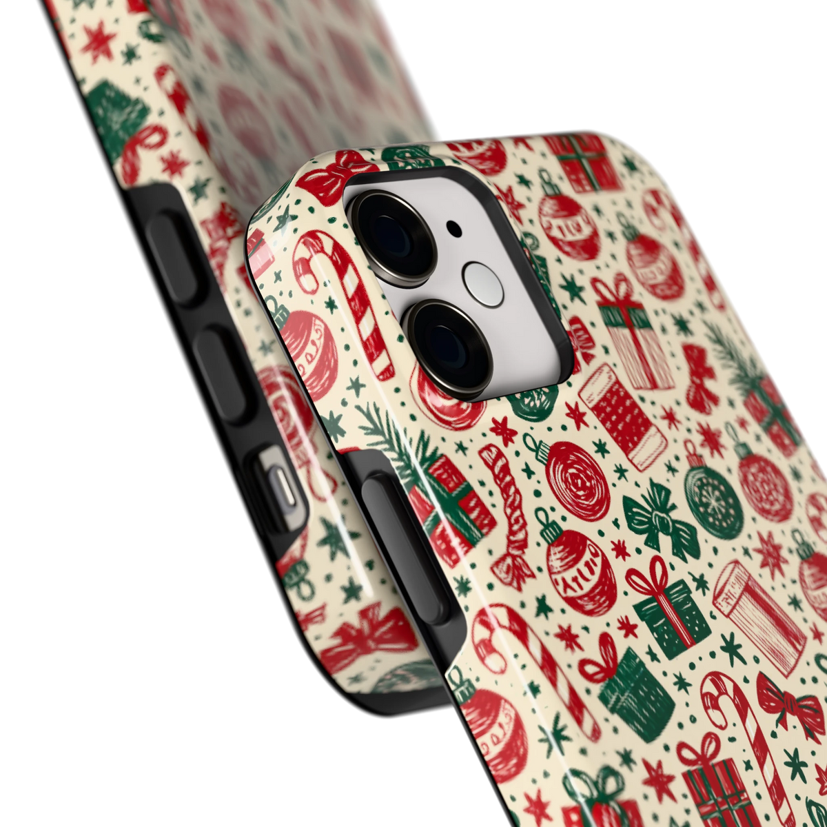Kerstcadeaus hoesje voor iPhone 12 mini, close-up