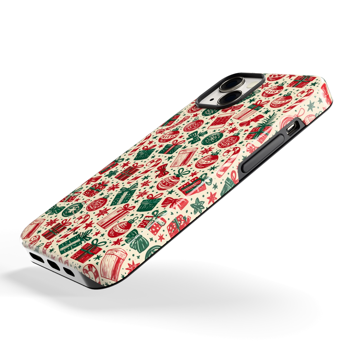 Kerstcadeaus hoesje voor iPhone 13, schuin