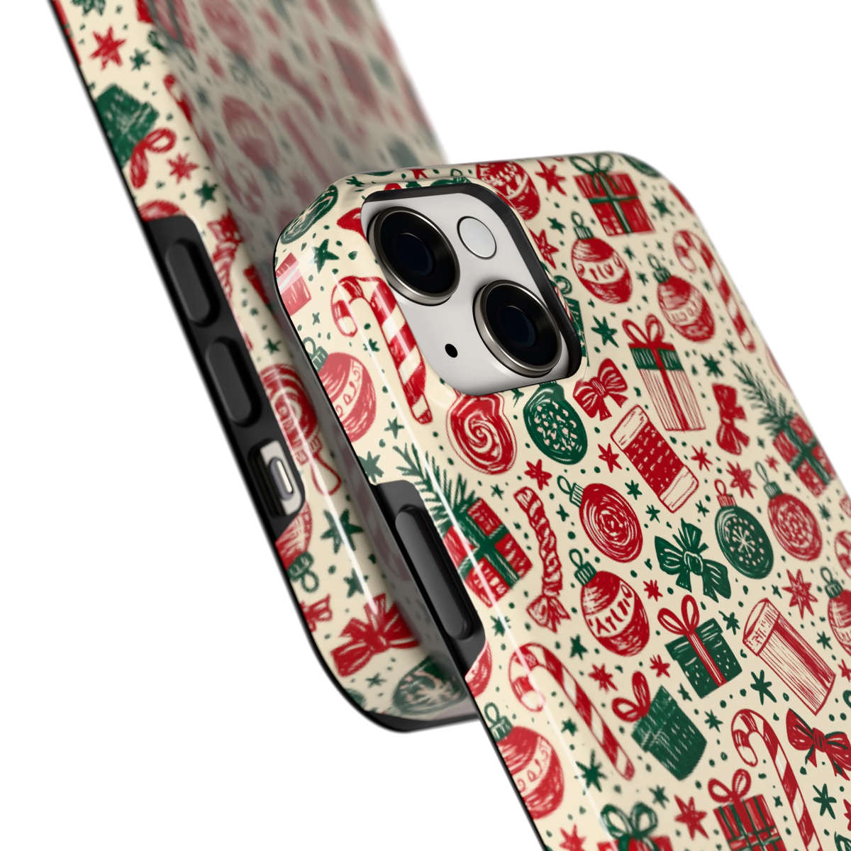 Kerstcadeaus hoesje voor iPhone 14 Plus, close-up