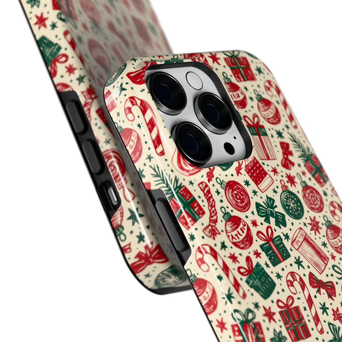 Kerstcadeaus hoesje voor iPhone 14 Pro Max, close-up