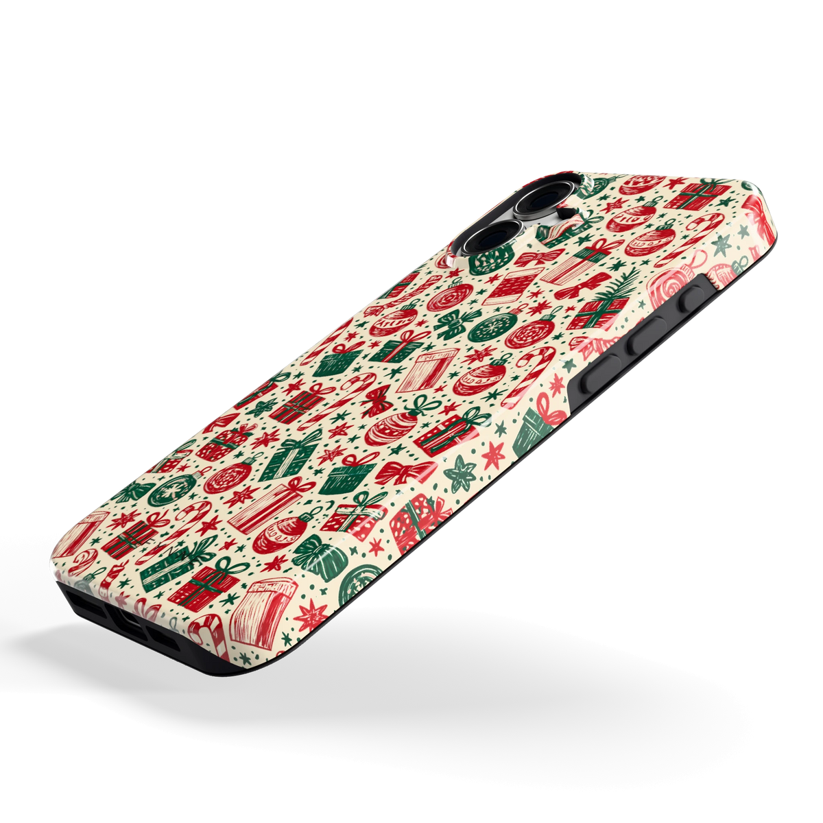 Kerstcadeaus hoesje voor iPhone 16 Plus, schuin