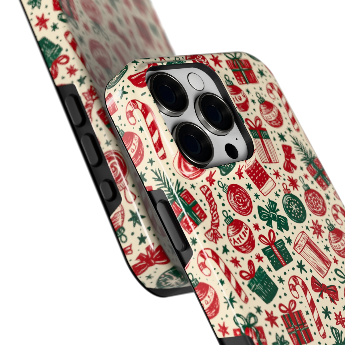 Kerstcadeaus hoesje voor iPhone 16 Pro Max, close-up