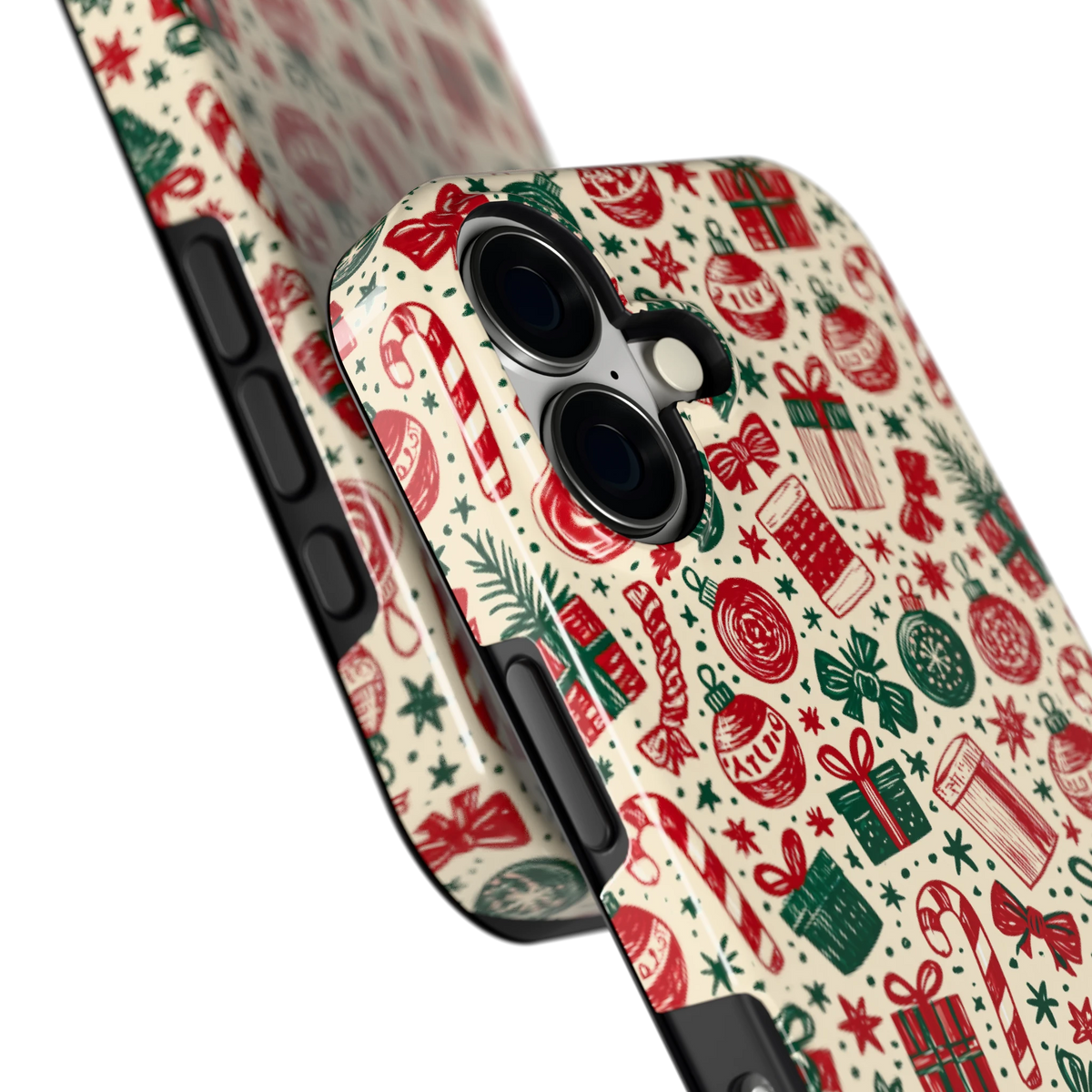 Kerstcadeaus hoesje voor iPhone 17, close-up