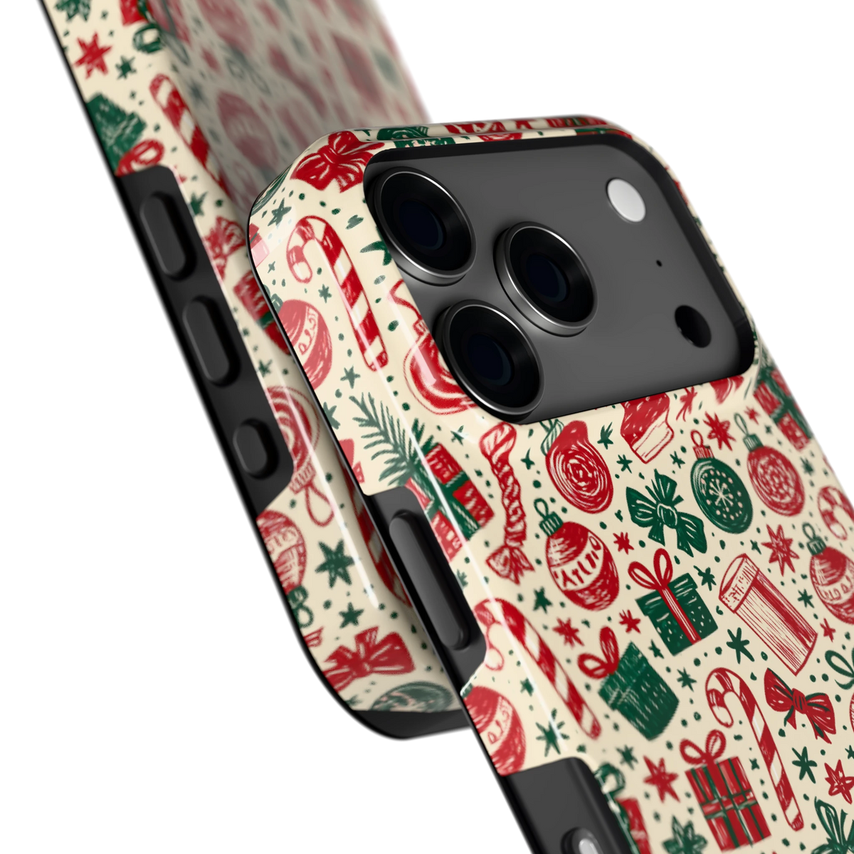 Kerstcadeaus hoesje voor iPhone 17 Pro, close-up